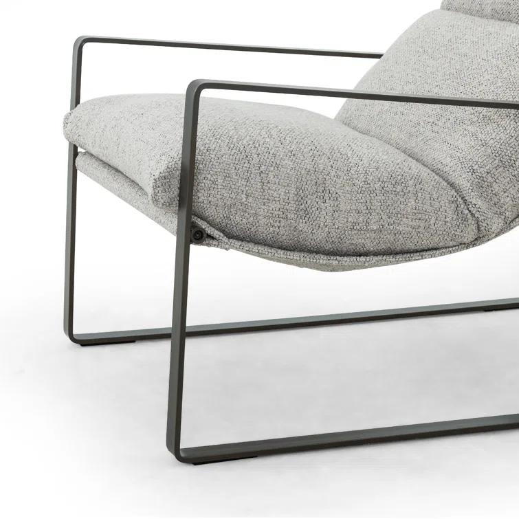 Light Grey Sling Armchair with Gunmetal Frame