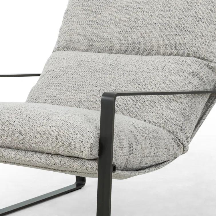 Light Grey Sling Armchair with Gunmetal Frame
