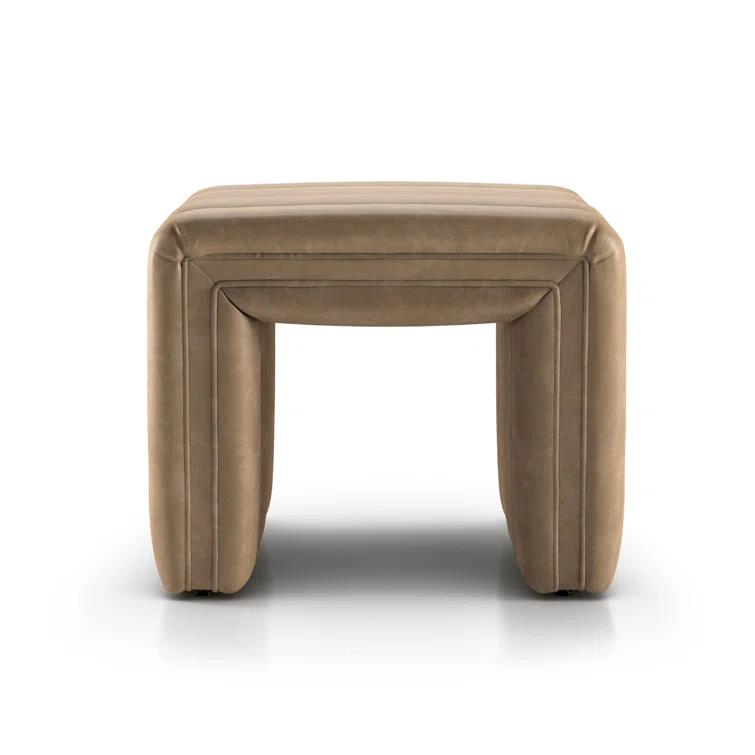 Augustine Modern Tufted Tawny Brown Leather Ottoman