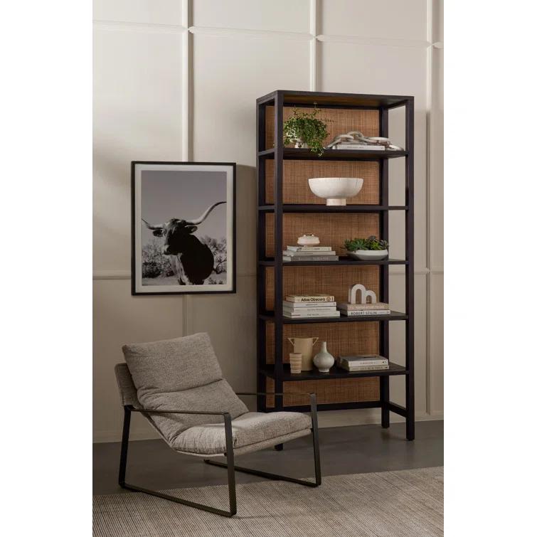 Light Grey Sling Armchair with Gunmetal Frame