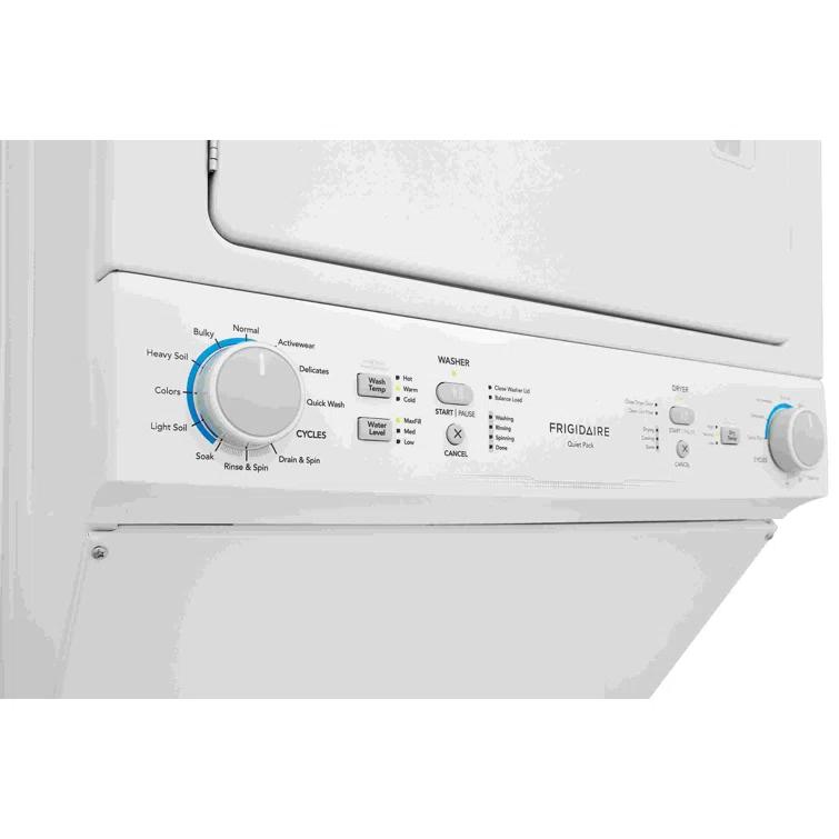 Frigidaire Electric Long Vent Stacked Laundry Center - 3.9 Cu. Ft Washer and 5.5 Cu. Ft. Dryer