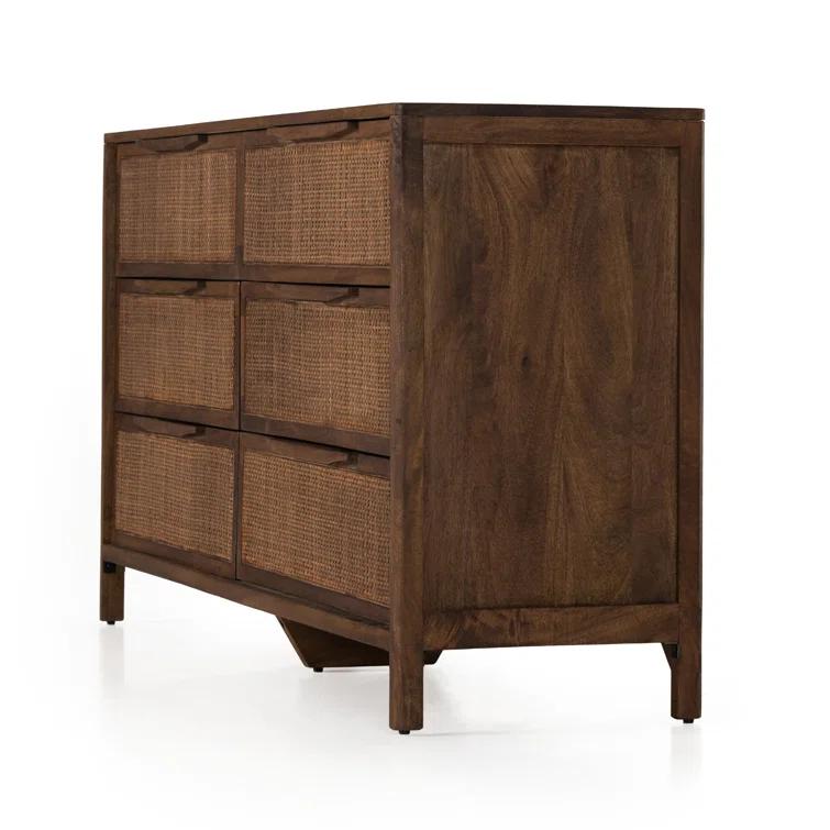 Prescott Sydney 58" Coastal Brown Wash Double Dresser with Mirror