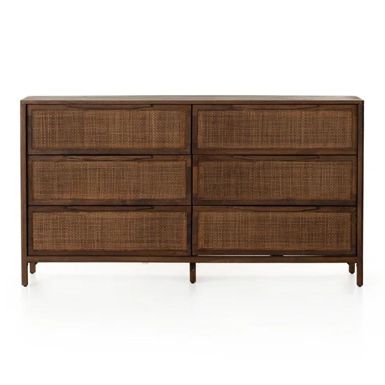 Prescott Sydney 58" Coastal Brown Wash Double Dresser with Mirror