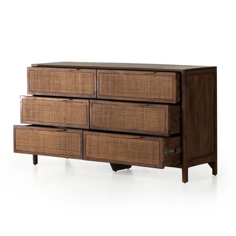 Prescott Sydney 58" Coastal Brown Wash Double Dresser with Mirror