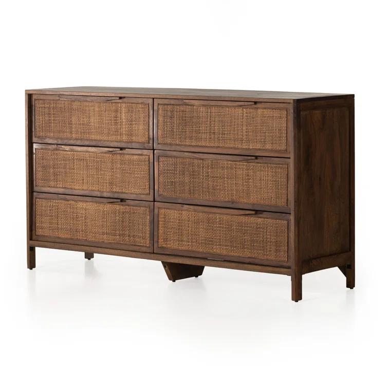 Prescott Sydney 58" Coastal Brown Wash Double Dresser with Mirror