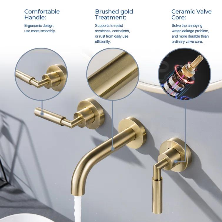 10.08" Widespread Bathroom Faucet 3 Hole, 2-handle Bathroom Sink Faucet with Drain Assembly