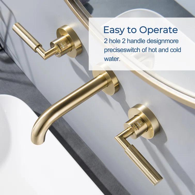 10.08" Widespread Bathroom Faucet 3 Hole, 2-handle Bathroom Sink Faucet with Drain Assembly