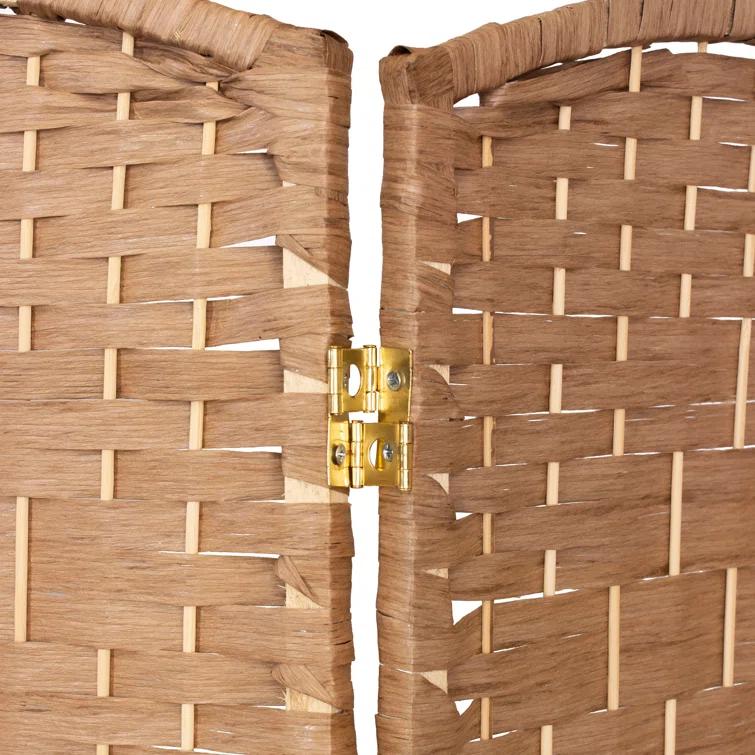2 ft. Short Diamond Weave Fiber Folding Screen - Natural - 4 Panel