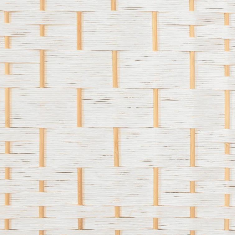 3 ft. Short Diamond Weave Fiber Folding Screen - White - 8 Panel
