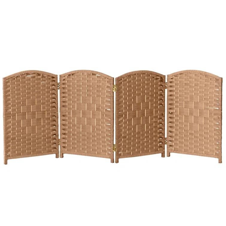 2 ft. Short Diamond Weave Fiber Folding Screen - Natural - 4 Panel