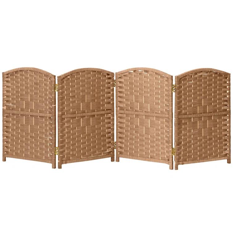 2 ft. Short Diamond Weave Fiber Folding Screen - Natural - 4 Panel