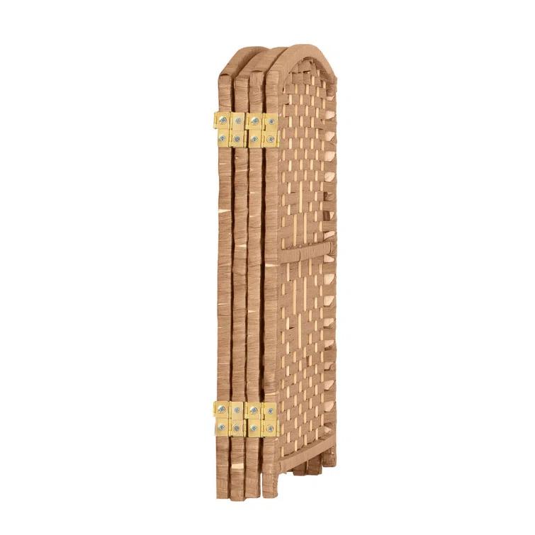 2 ft. Short Diamond Weave Fiber Folding Screen - Natural - 4 Panel