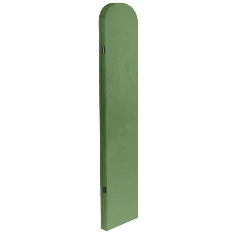 6 ft. Classic Arch Velvet Room Divider Green 3 Panel