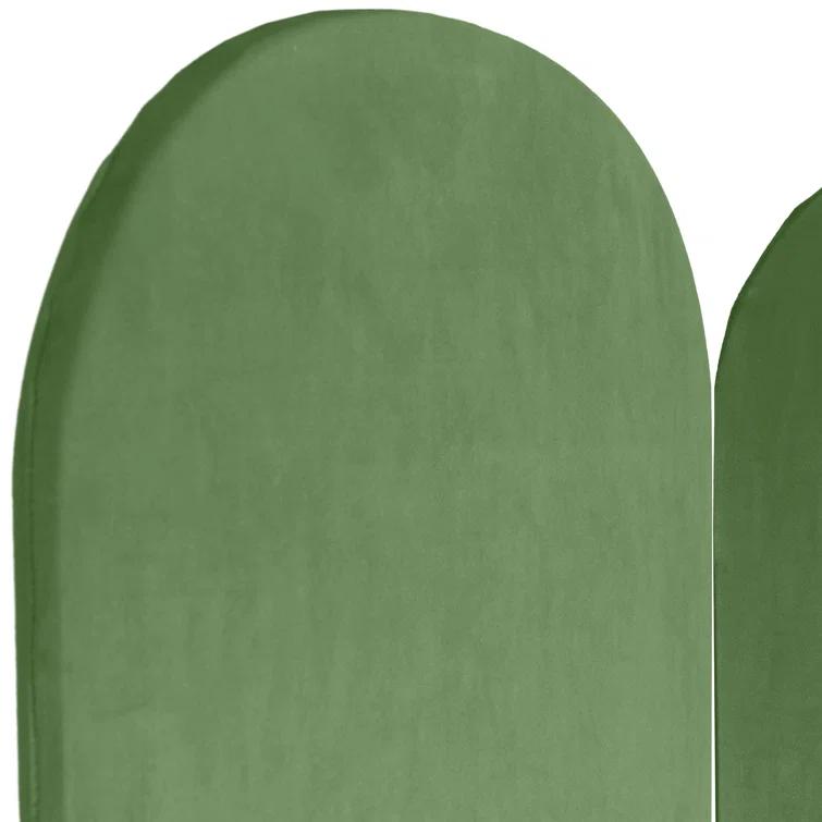 6 ft. Classic Arch Velvet Room Divider Green 3 Panel