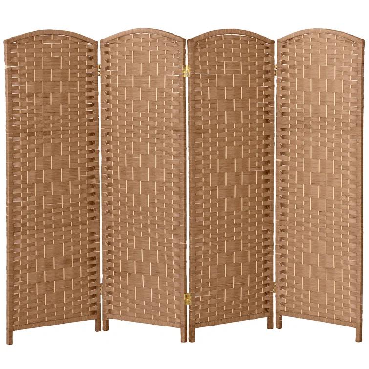 2 ft. Short Diamond Weave Fiber Folding Screen - Natural - 4 Panel