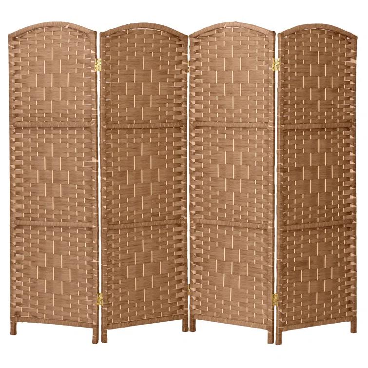 2 ft. Short Diamond Weave Fiber Folding Screen - Natural - 4 Panel