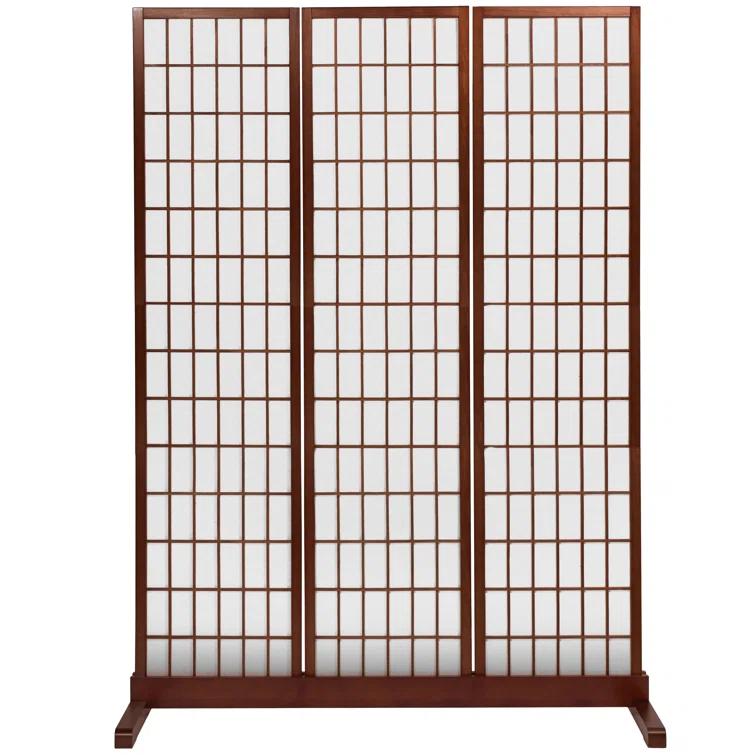 Room Divider Stand Walnut 3 Panel