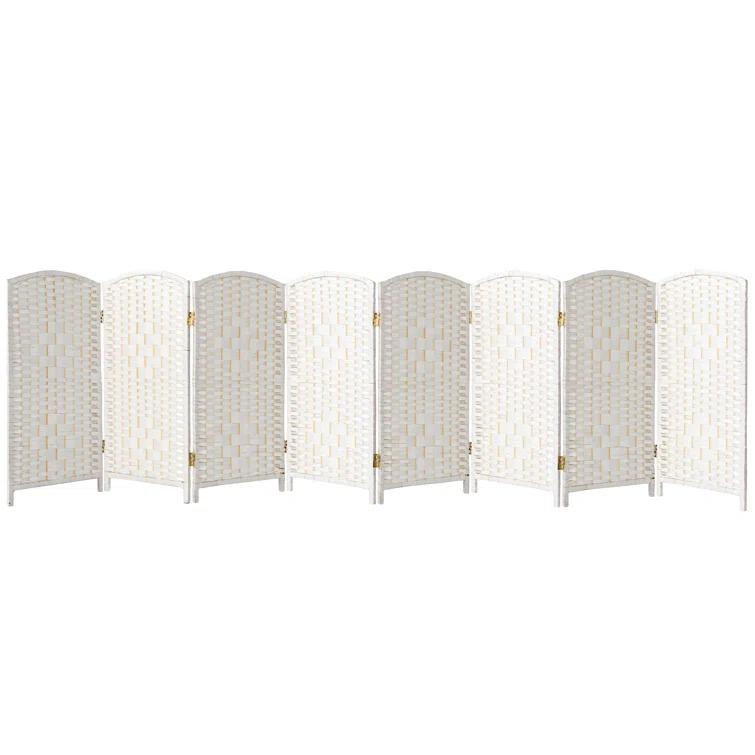 3 ft. Short Diamond Weave Fiber Folding Screen - White - 8 Panel