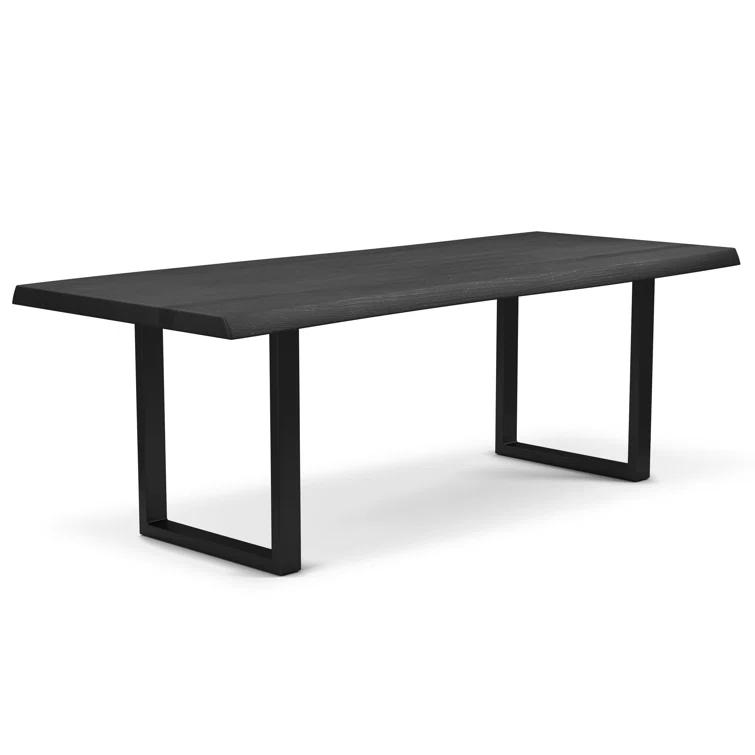 Ebonized Acacia Wood and Black Aluminum 116" Industrial Dining Table