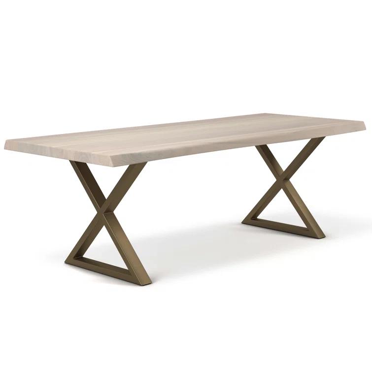 Brooks 92" White Wash Acacia Wood & Black Aluminum Dining Table