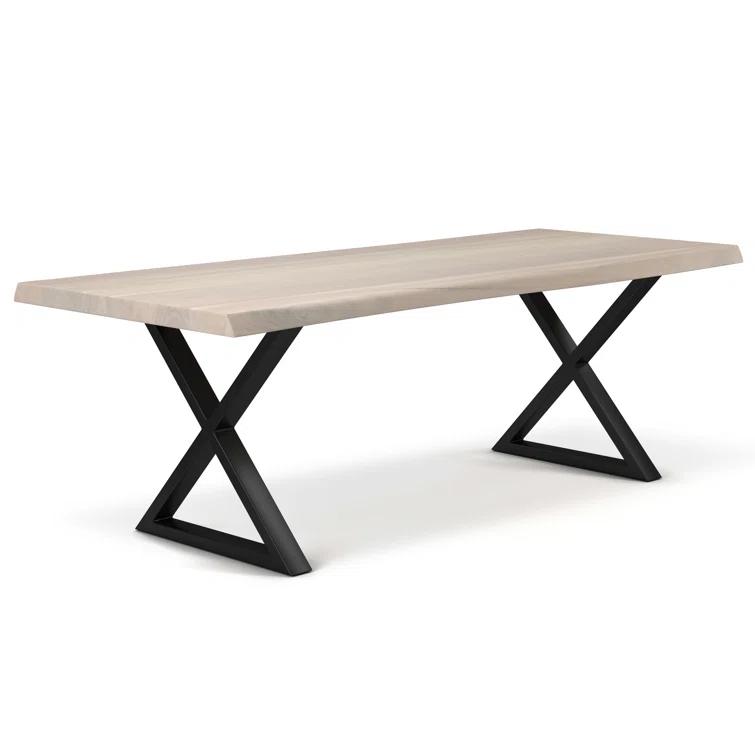 Brooks 92" White Wash Acacia Wood & Black Aluminum Dining Table