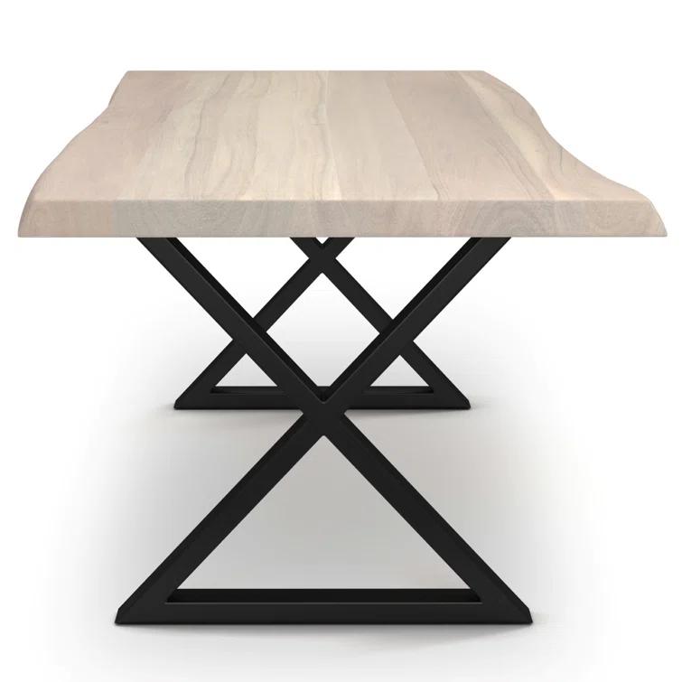Brooks 92" White Wash Acacia Wood & Black Aluminum Dining Table