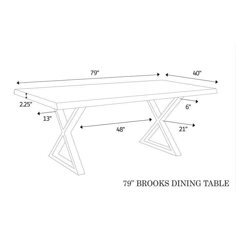Brooks 79" Rectangular Sandblasted Grey Acacia Dining Table with Pewter Frame