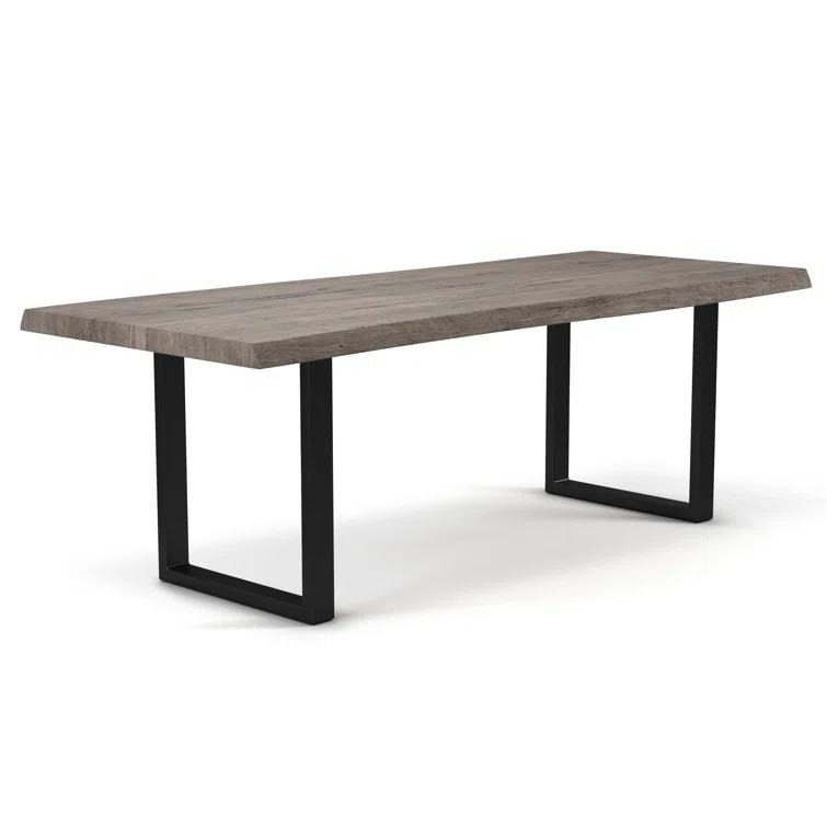 Sandblasted Grey Acacia Wood & Pewter Aluminum Rectangular Dining Table