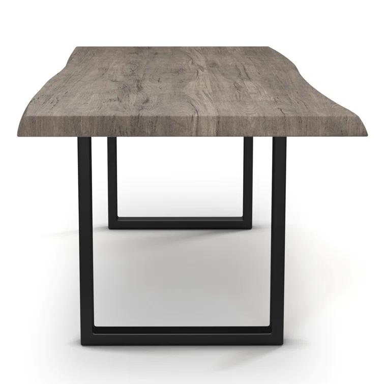 Sandblasted Grey Acacia Wood & Pewter Aluminum Rectangular Dining Table