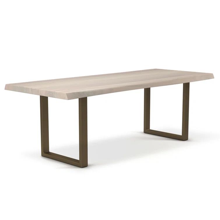 Sandblasted Grey Acacia Wood & Pewter Aluminum Rectangular Dining Table
