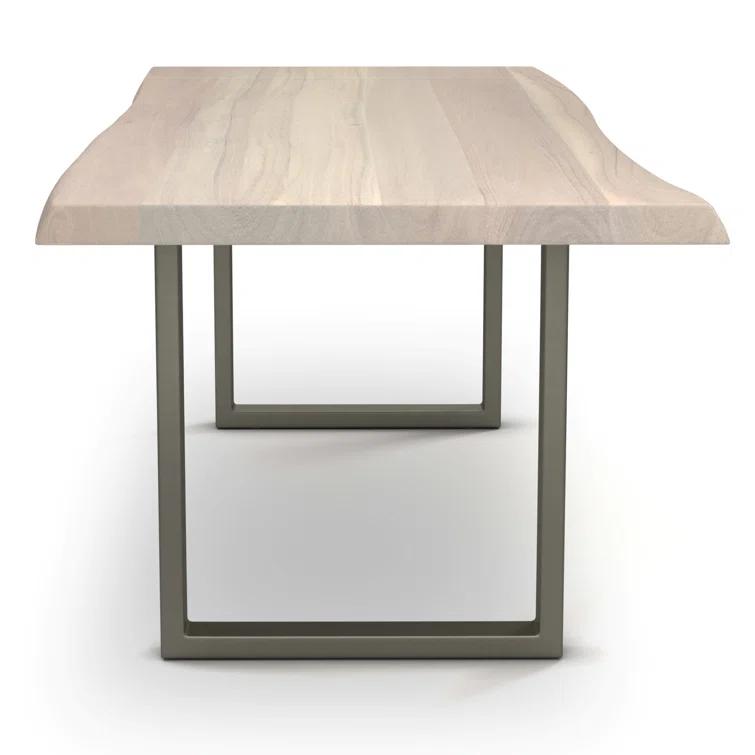 Brooks 92" White Wash Acacia Wood Dining Table with Pewter U Base