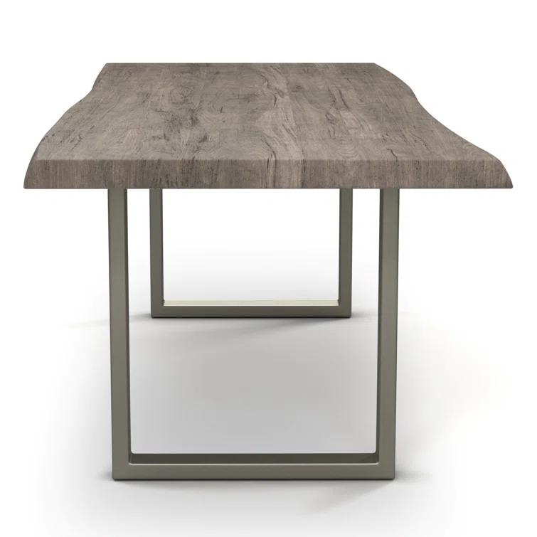 Sandblasted Grey Acacia Wood & Pewter Aluminum Rectangular Dining Table