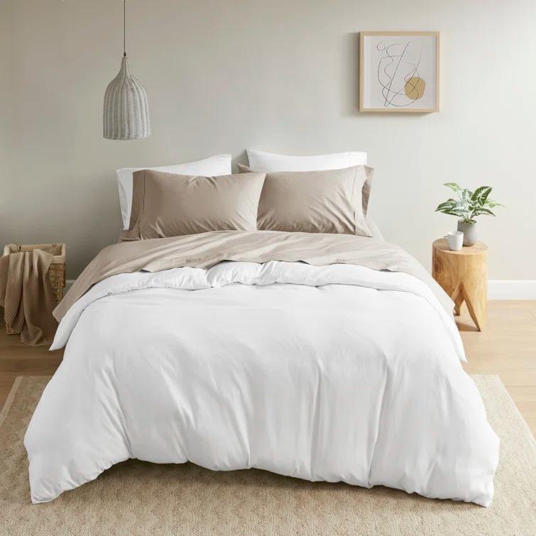 Madison Park Peached Percale 200 Thread Count Relaxed Cotton Percale Sheet Set