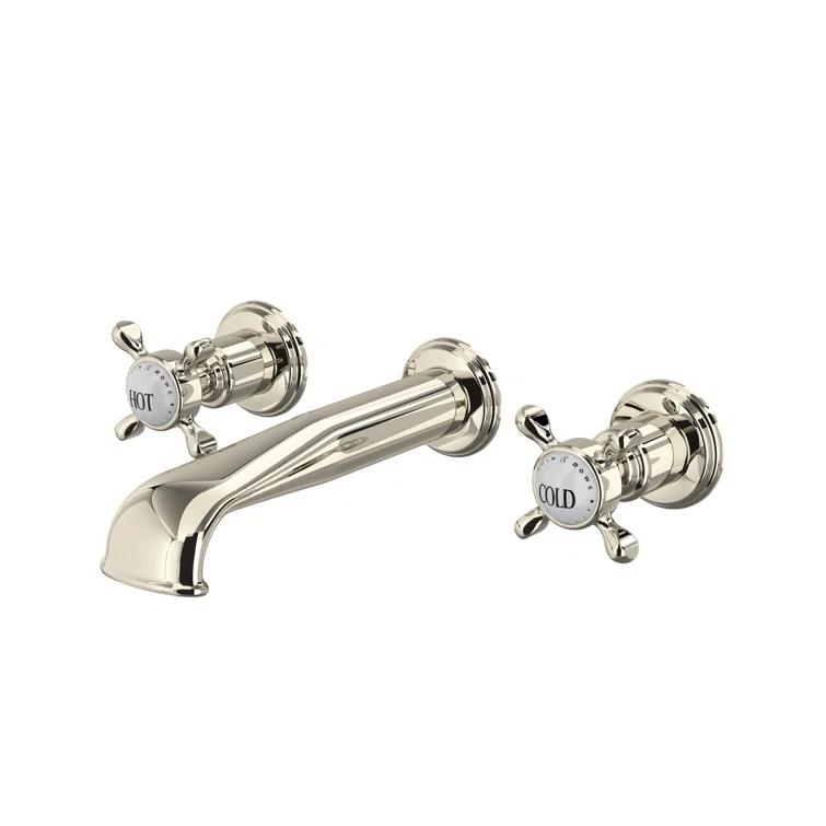 Edwardian Wall Mount Lavatory Faucet Trim With U-Spout