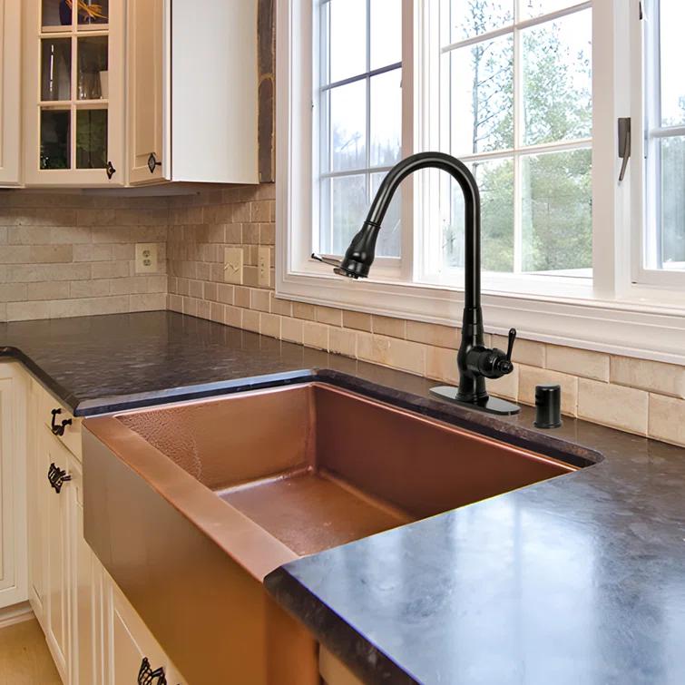 Pull Down Kitchen Faucet Single Handle Sink Faucet With Deck Plate