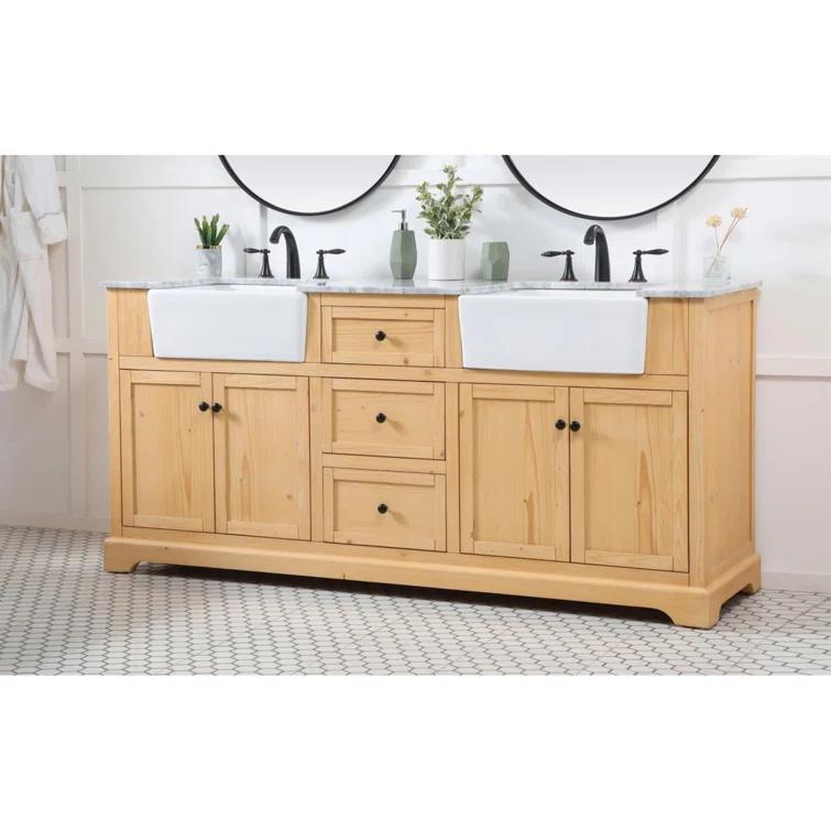 Pardue 72'' Double Bathroom Vanity with Marble Top