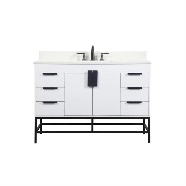 Alizabeth 48'' Single Bathroom Vanity with Engineered Marble Top