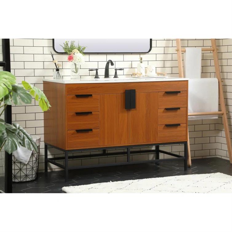 Eugene 48'' Single Bathroom Vanity with Engineered Marble Top