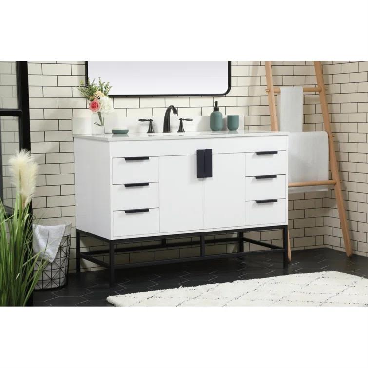 Alizabeth 48'' Single Bathroom Vanity with Engineered Marble Top