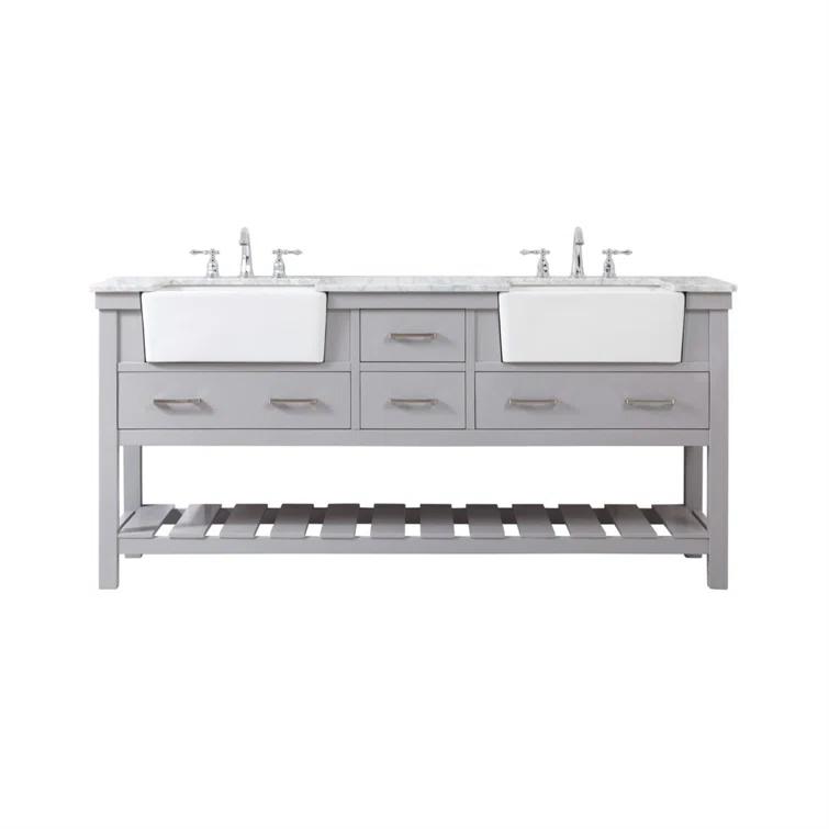 Pelaghia 72'' Double Bathroom Vanity with Marble Top