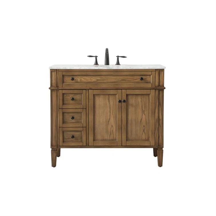 Rukie 40" Free-Standing Single Bathroom Vanity Set with Marble Vanity Top