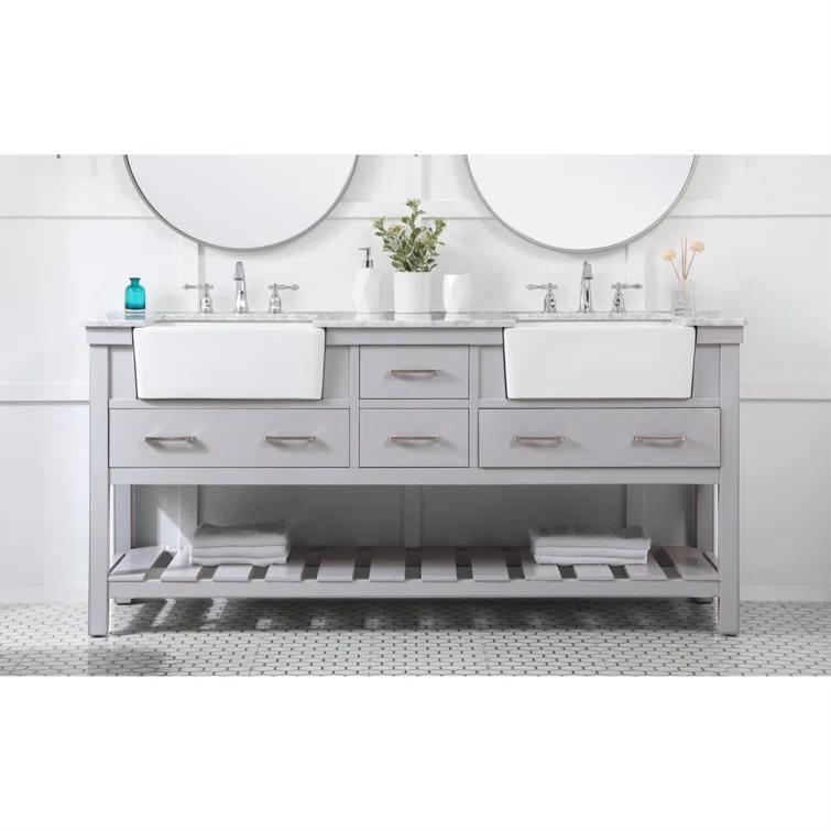 Pelaghia 72'' Double Bathroom Vanity with Marble Top