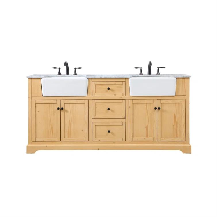 Pardue 72'' Double Bathroom Vanity with Marble Top