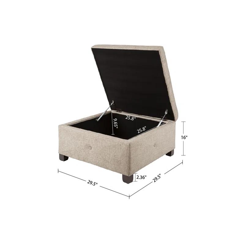 Della Button Tufted Square Storage Ottoman