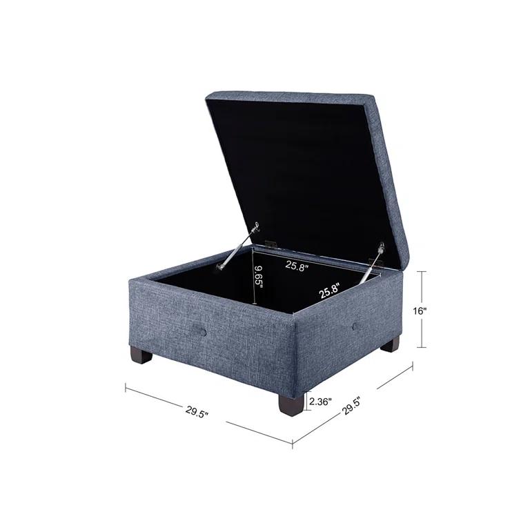 Della Button Tufted Square Storage Ottoman