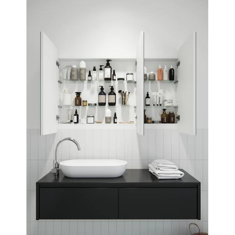 Glass Warehouse Three Door MDF Square Shape Medicine Cabinet