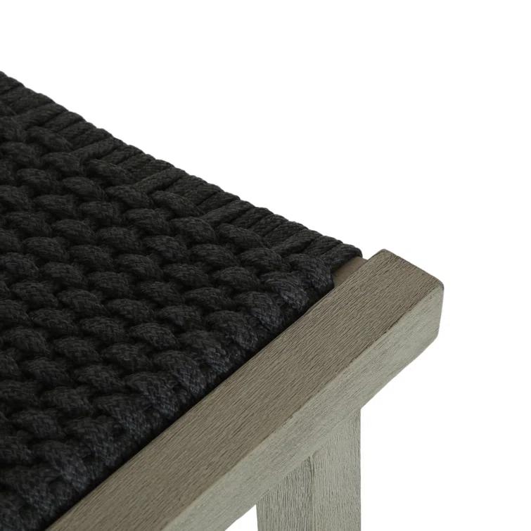 Solano Weathered Grey Teak and Dark Grey Rope Counter Stool