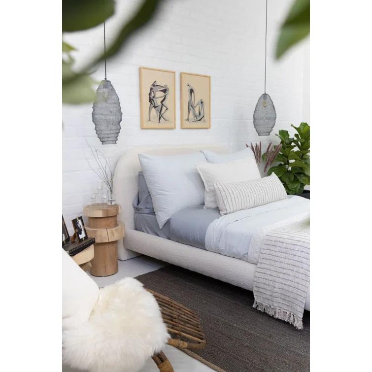 Jojo Cotton Oversized Throw by Pom Pom at Home - Ivory and Blue Grey