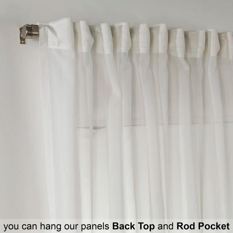 Extra Wide & Extra Long Faux Silk Crep Chifon Sheer Curtain Panels