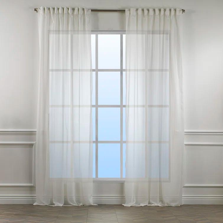 Extra Wide & Extra Long Faux Silk Crep Chifon Sheer Curtain Panels
